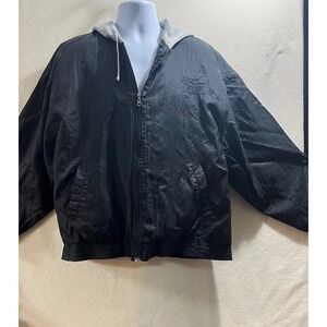 Main Event Windbreaker Jacket Full Zip Hooded Lightweight Black‎ Mens Large
